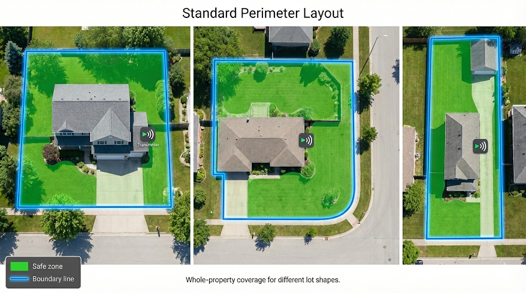 Standard perimeter layout examples for different lot shapes