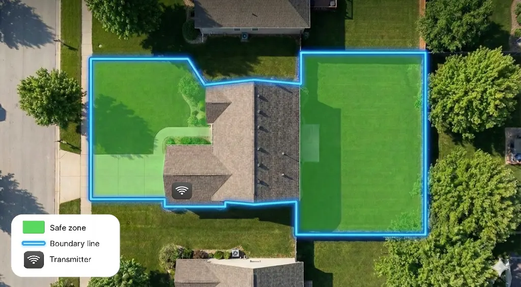 Hourglass dual zone layout with separate front and back yards