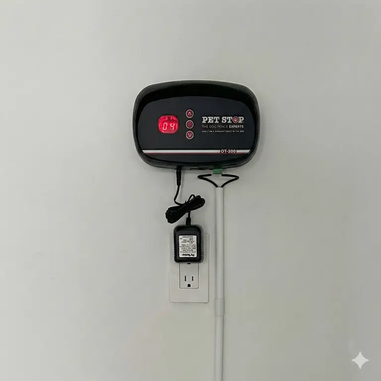 Pet Stop OT-300 Transmitter mounted on wall