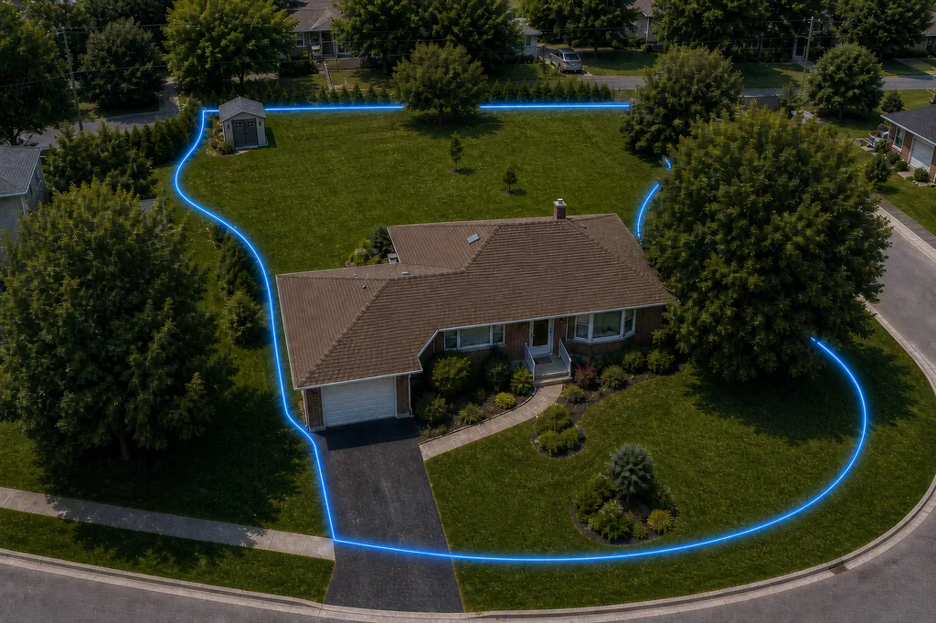 Invisible fence hourglass dual zone layout with separate front and back yards